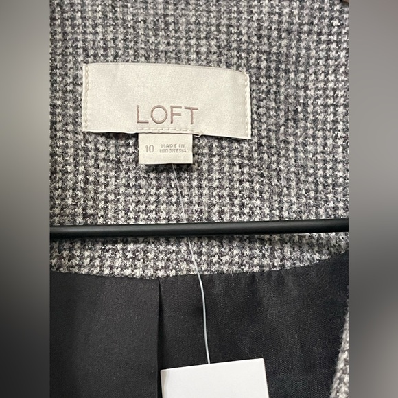Loft Gray Black White Tweed Style Career Blazer Size 10 - Picture 7 of 8